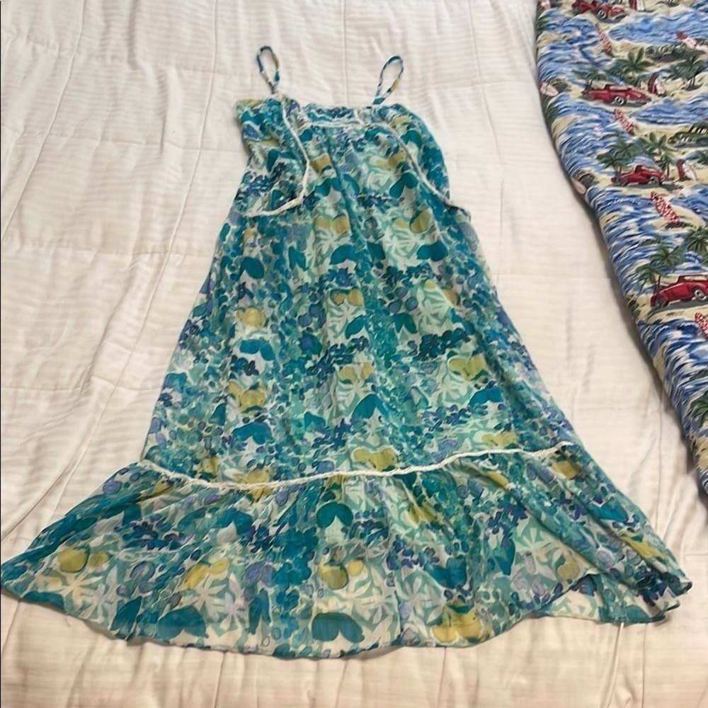 Jessica Simpson Blue and Green Floral Maxi Dress